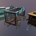 Vintage Horse-Drawn Carriages with Ornate Woodwork Decorative Windows Staircases and Various Roof Designs