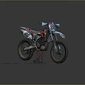 Red White Black Dirt Bike With Number 88 On Blue Brick Platform Supported By Stand