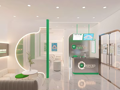 Modern Beauty Hair Salon Interior With Reception Area And Waiting Lounge 3d model