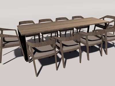 Modern Wooden Conference Table With Matching Chairs In Office Interior 3d model
