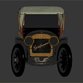 Vintage Convertible Car with Black Body White Roof Red Interior and Brass Accents