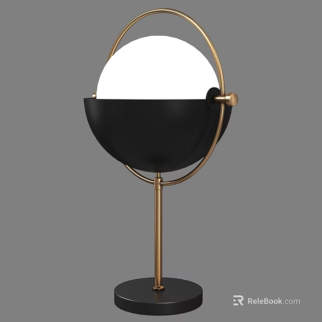 Modern Black and Gold Spherical Table Lamp with Metal Stand for Home Decor 3d model 