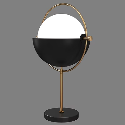 Modern Black and Gold Spherical Table Lamp with Metal Stand for Home Decor 3d model
