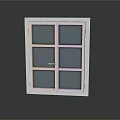 White Double Door Window With Glass Panes And Golden Handle For Home Use