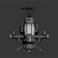 3D Model Military Helicopter With Rotor Blades Cockpit And Weapons On Reflective Surface