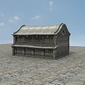 Ancient Architecture Two Story Building With Grey Tiled Roof Stone Walls And Carved Details