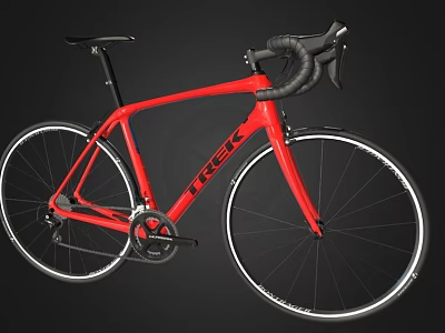 Red TREK Road Bicycle with Black Handlebars and White Rim Wheels 3d model