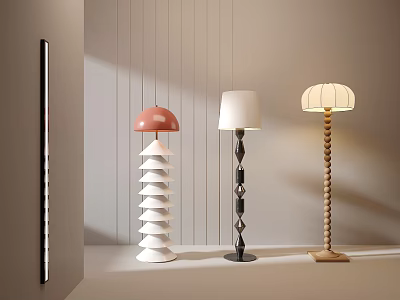 Modern Floor Lamps Featuring Creative Shapes Stylish Shades and Various Colors 3d model