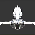 3D Anthropomorphic Wolf Character With White Ears Black Head Green Eyes Maid Outfit Tail Paws