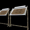Traditional Wooden Display Shelves with Ancient Scrolls Bearing Chinese Characters and Sturdy Stand Design