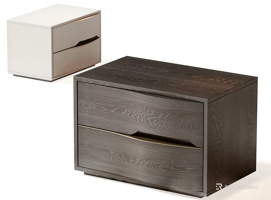 Modern Wooden Bedside Tables With Drawer Design Light And Dark Color Options For Bedroom Decor 3d model 