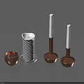 Modern Household Items With Stacked Black And White Striped Cups Copper Candle Holders And Bowl