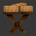 Golden Square Pastries and Twisted Bread Rolls Arranged on Wooden Tray