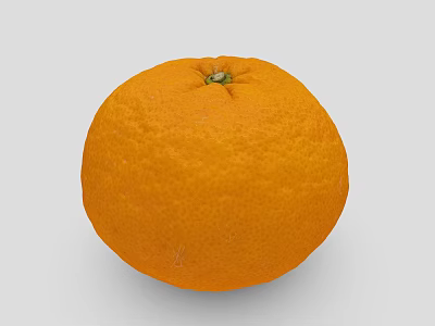 Juicy Ripe Orange With Smooth Bright Orange Skin And Green Stem 3d model
