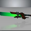 Futuristic Mechanical Sword With Green Glowing Blade Red Gray Body And Advanced Tech Components