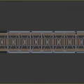 Metal Railway Bridge Model with Steel Frame Structure and Rail Tracks on Reflective Surface