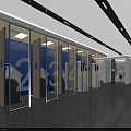 Modern Service Hall Interior With Digital Screens Service Counters And Waiting Seats