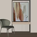 Stylish Room Corner With Green Velvet Chair Abstract Painting Console Table And Spherical Lamp