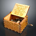 Wooden Music Box With Engraved Message Heart Patterns And Hand Crank Mechanism