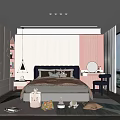 Cozy Kids Room Interior With Striped Walls Pastel Tones Bed And Playful Decor
