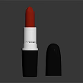 Red Lipstick Cosmetics With Black Case And Silver Accent On Reflective Surface 3d model