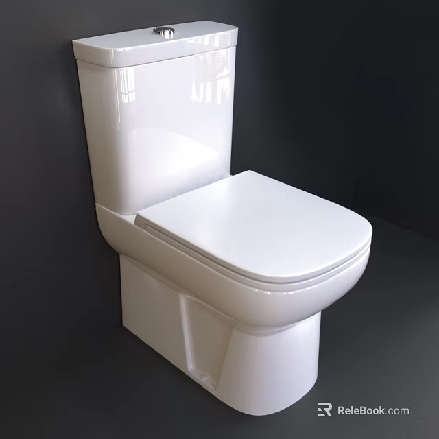 Modern White Ceramic Toilet with One Piece Design Smooth Surface and Comfortable Seat 3d model 