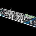 Urban Planning Sand Table With High Rise Buildings River Roads Green Spaces And Bridge