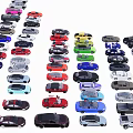 Various Car Models in Different Colors and Styles Arranged for 3d model