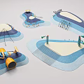 Colorful Playground Equipment Set With Climbing Frames Slides Tunnels And Blue Yellow Surfaces