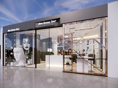 Modern Storefront Design With Glass Facade Signage Interior Displays And Stylish Elements 3d model