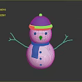Cute Snowman Character With Blue Hat And Blue Scarf Carrot Nose Stick Arms On Dark Background
