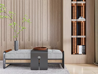 Modern bed end stool 3d model