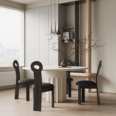 Modern Minimalist Dining Table Set With Chairs For Home Dining Interior Design 3d model