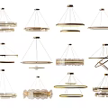 Various Modern Chandeliers With Unique Designs And Hanging Structures 3d model