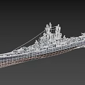 Detailed Military Warship With Upper Structure Radar Antennas And Deck Equipment