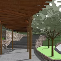 Scenic Hillside Visitor Center With Parking Lot Trees Pathways And Water Stream