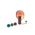 Two Modern Artistic Table Lamps With Warm And Cool Toned Curved Shades For Home Decor