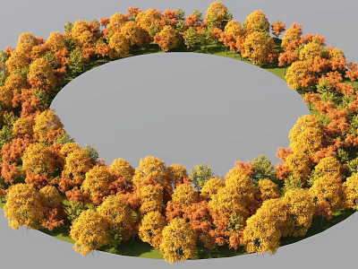 Circular Plant Combination Featuring Yellow Orange Trees Gray Open Space And Garden Landscape 3d model