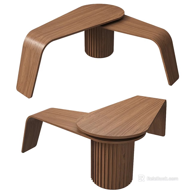 Elegant Modern Office Desk Design With Luxurious Wooden Finish And Contemporary Shape 3d model 