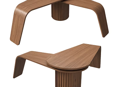 Elegant Modern Office Desk Design With Luxurious Wooden Finish And Contemporary Shape 3d model