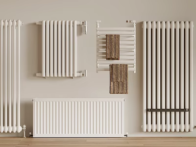 Various Stylish White Radiators With Modern And Traditional Designs For Home Heating 3d model