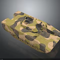 Military Tank With Camouflage Pattern Yellow Brown Black Colors And Tracks