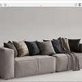 Light Gray Two Seater Sofa with Cozy Decorative Cushions and Throw Blanket 3d model