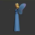 Woman In Blue Dress With Blue Wings Blonde Hair And Magic Wand
