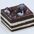 Delicious Square Chocolate Cream Cake with Multiple Layers and Decorative Chocolate Toppings