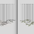 Modern Chandelier with Multiple Leaf Shaped Metallic Pieces and Illuminated Warm Glow for Contemporary Interiors