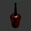 Red Wooden Smoking Pipe With Black Stem And Metal Band Design