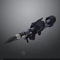 3D Model Rocket Launcher Weapon with Black White Body and Yellow Accents
