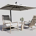 Outdoor Patio Furniture Set With Wicker Chairs Small Table And Sun Umbrella