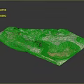 Detailed Mountainous Terrain Model Featuring Rocky Landforms and Green Vegetation Areas